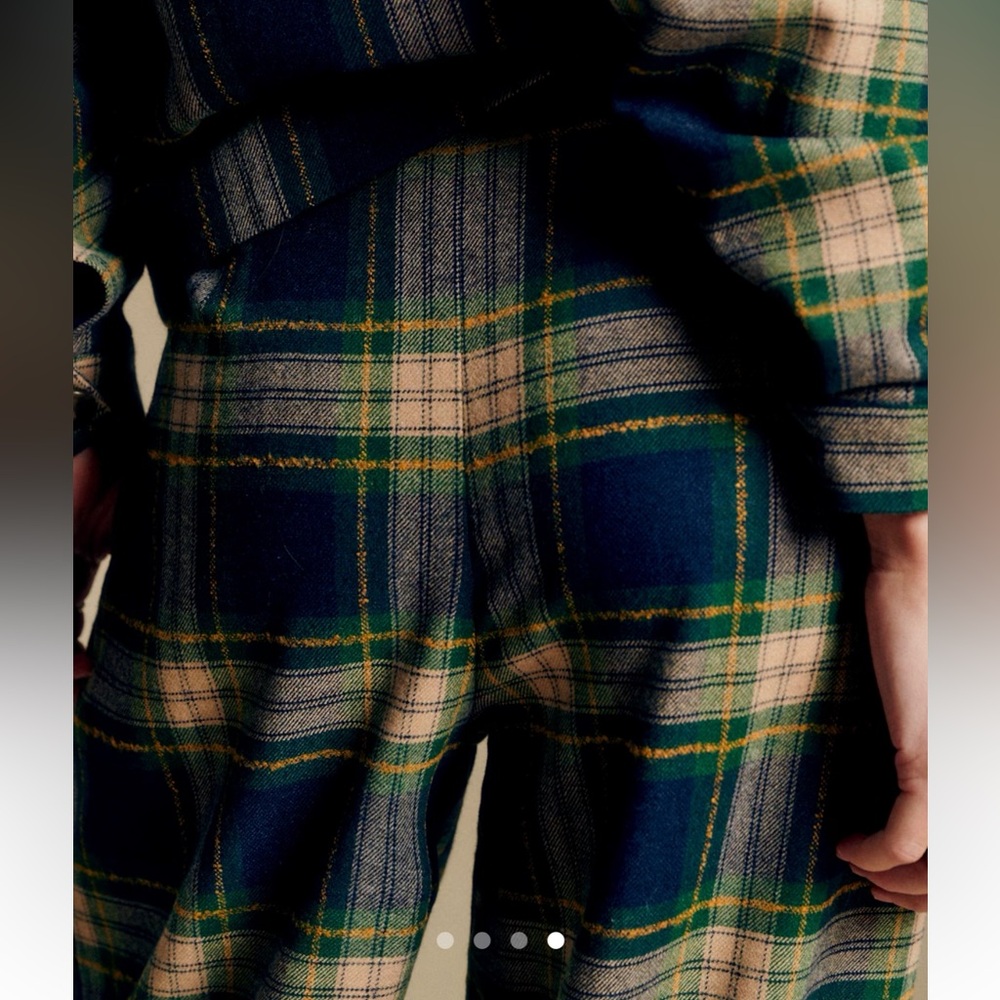 Sezane Navy and Green Plaid AZZIO TROUSERS - Picture 4 of 7